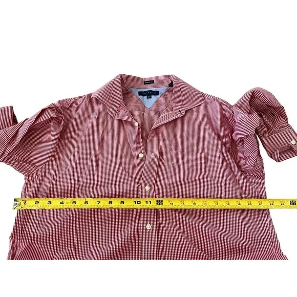 Tommy Hilfiger Dress Shirt Men Size 15.5 32-33 Red Gingham Plaid Checkered Work - Picture 7 of 8